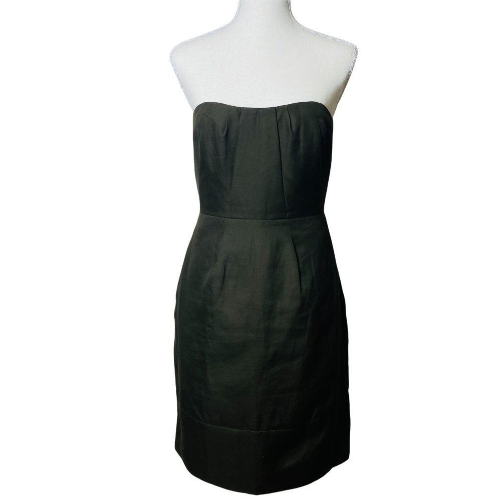 J Crew Strapless Cotton Dress Chocolate Brown Size 4 NWT